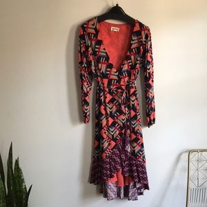 Anthropologie Porridge Graphic Print Wrap Dress S